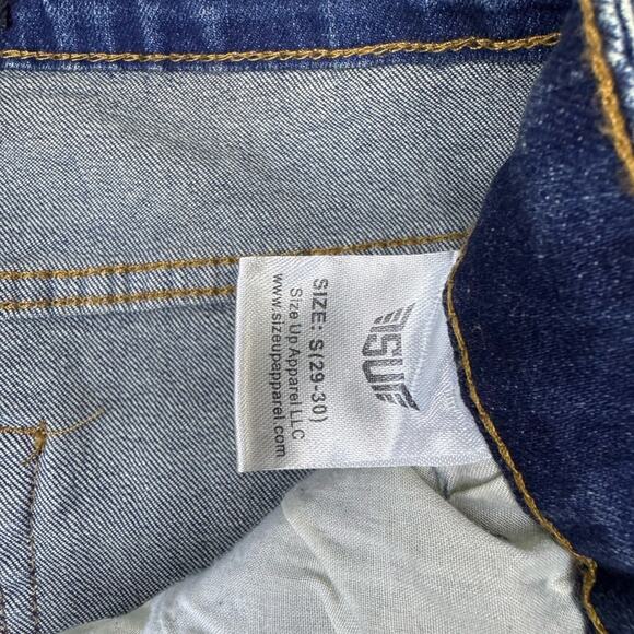 SIZE Up Apparel Men's BodyBuilder Fit Distressed Blue Jeans | Size S - Picture 5 of 9